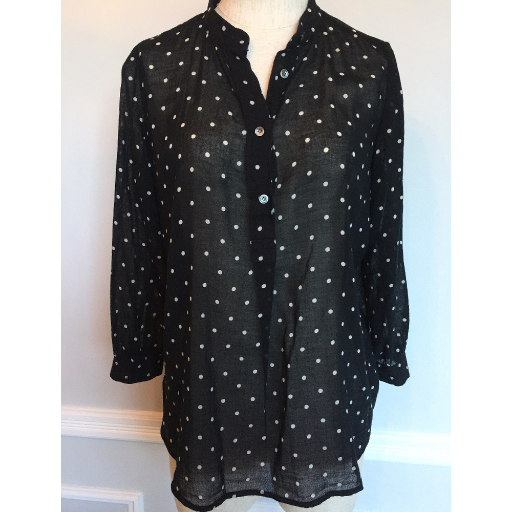 Madewell  black polka dot sheer popover blouse xxs